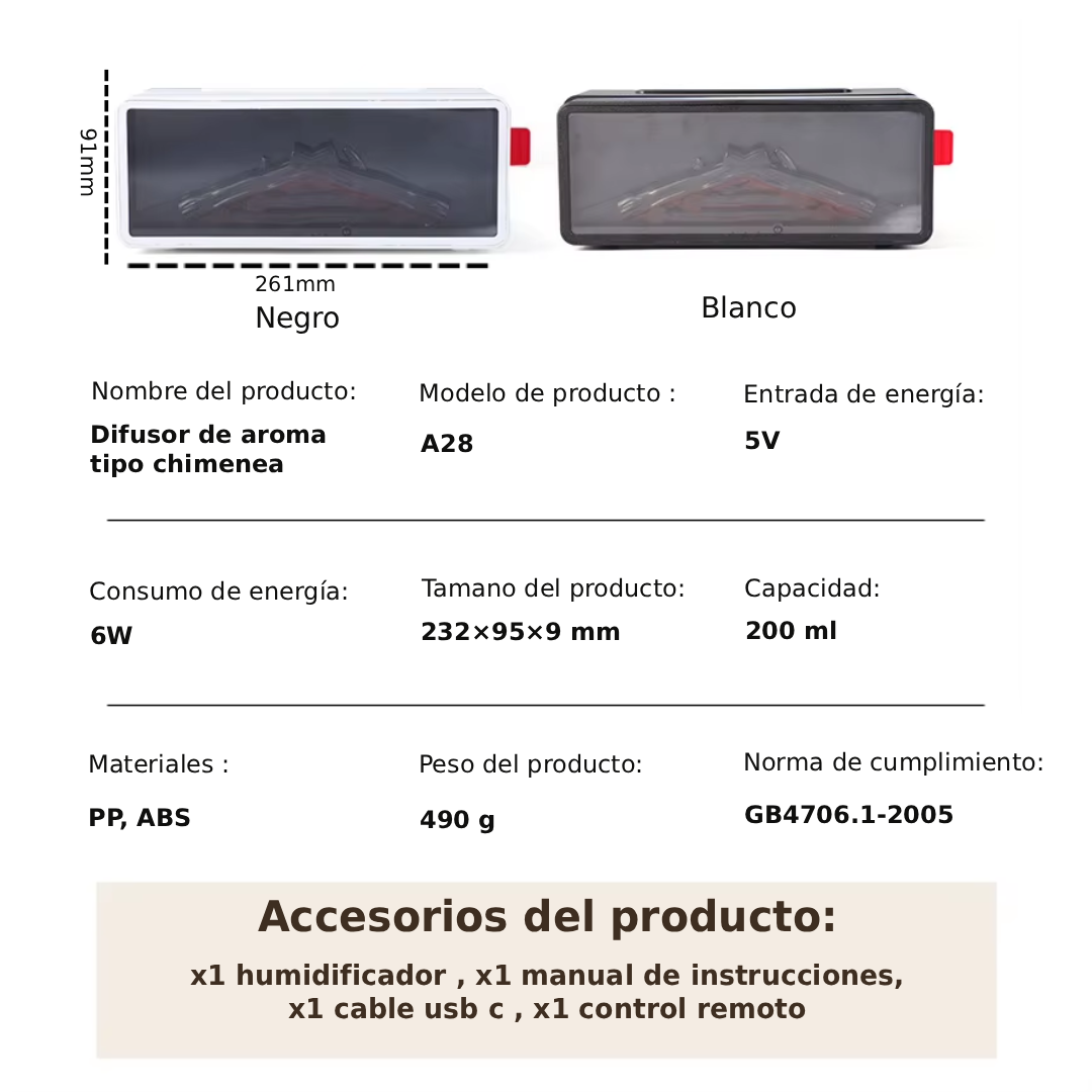 Difusor Ambiental con Llama Cálida